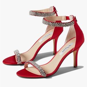 NIB. NINA Womens Vauna Leather Open Toe Evening Heels